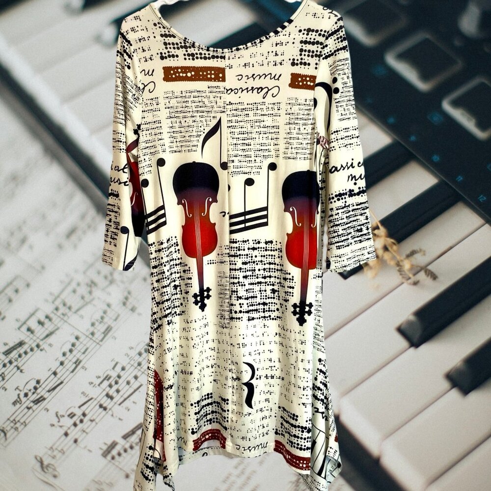 Classical Music Dress by Azalea/Firmiani, (Size L) ; 3/4 Length Belled Sleeves